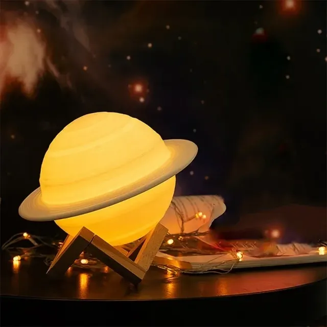 16 Colors 3D Saturn Moon Lamp LED Night Light with Remote Control Modern Style Battery Powered for Children's Bedroom