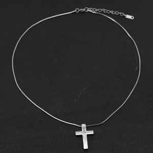 2026 New Simple Niche Design <b>Titanium</b> Steel Cross Pendant Necklace Silver Plated Unisex's Necklaces Wholesale Jewelry Trendy - Product Image 3