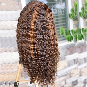Parrucche Frontali in Pizzo con Capelli Umani Vergini Pre-plucked, Onda Profonda, Colore Miele Biondo Birmano, per Donne Bianche e Nere - Product Image 2