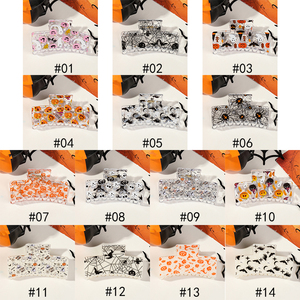 Pinza de Pelo Cuadrada con Estampado de Halloween de 8.5cm, Pinza de Plástico Rectangular para Cola de Caballo, Pinza de Pelo de Alta Calidad con Diseño de Araña y <span class=keywords><strong>Calabaza</strong></span> - Product Image 5