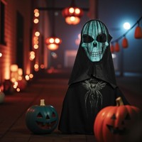 Masque Complet de Tête Fantôme Squelette d'Halloween Horreur Décoration Effrayant Terrifiant Mascarade Crier Effrayant Masque Fantôme d'Horreur