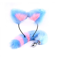 Drôle adulte jouet SM Cosplay ensemble de lit coloré queue de renard fausse fourrure mignon oreille S taille métal inoxydable Anal godemichet Anal pour Bondage Gear