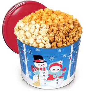 Bedrukking 1/2/3/5/7 Gallon Metalen Ronde Lege Verpakking Food Grade Kerst Popcorn Metalen Tin emmer