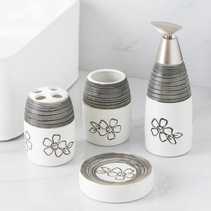 Ceramic 4-Piece Modern Luxury Waterproof Bathroom Accessory Set with Custom Design for Home & Hotel Use - Product Image 4