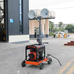 Macchina da costruzione diretta in fabbrica gruppo elettrogeno a torre luminosa da miniera torre faro Mobile a spinta a mano torre di luce telescopica