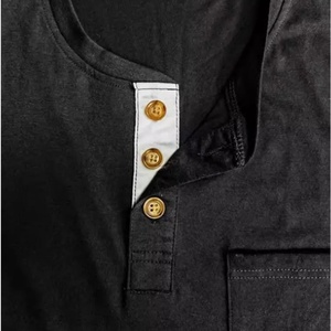 Camiseta Deportiva de Manga Larga para Hombre, de Secado Rápido, Color Negro Sólido, Cuello Henley, para Fitness y Running, Informal - Product Image 6