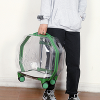 Chariot pour animaux de compagnie Transparent Pet Pull Rod Box Travel Case Pet Trolley Carrier avec roues
