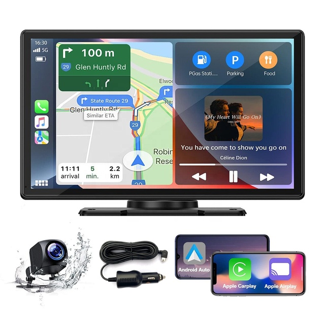 7 Inch 2K Wireless CarPlay Monitor with Camera BT Portable ISDB-T Japan Android Auto Mirror Link 2.5D Dash Camera TV Navigation