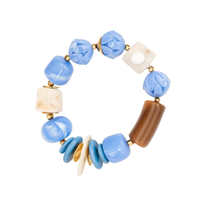 Fashion <b>Beaded</b> <b>Bracelet</b> Blue White Brown Stones PVD <b>Gold</b> Plating 316L Stainless Steel Sustainable Resistant Jewelry - Product Image 2