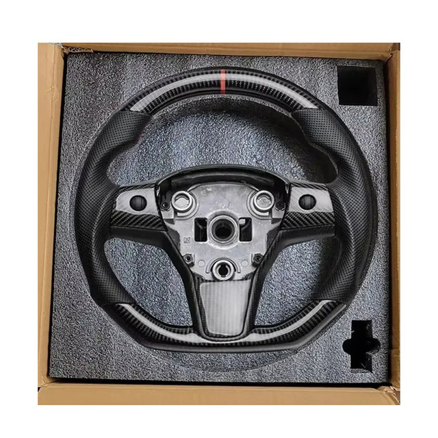 Personalized Customization Black Bright Carbon Fiber Flat Bottom Car Accessories Steering Wheel for Tesla Model Y 3 2017-2023