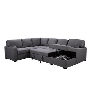 Sofá cama gris personalizado para prevenir la suciedad, muebles para sala de estar, almohada de control de pastor, sofá cama en forma de L con otomana y almacenamiento - Product Image 4