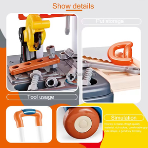 Artisan Tool Suitcase Table 3in1 Mini Repair Plastic Screw Tool Luggage Play <strong>Work</strong> <strong>Bench</strong> Set Pretend Play Toy <strong>Kids</strong> - Product Image 5