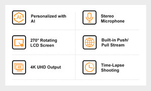 Cámara IP con Zoom Óptico 4K 30x, Pantalla Táctil, Micrófono Incorporado, Sensor CMOS, <span class=keywords><strong>WiFi</strong></span>, Full HD, 120 fps, Cámara Lenta, Entradas XLR, SD/<span class=keywords><strong>SDHC</strong></span>/SDXC - Product Image 6