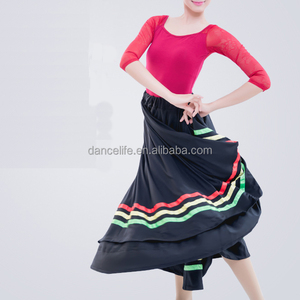 A2332 <strong>Full</strong> <strong>Length</strong> Long Black Dance <strong>Skirt</strong> Black Nylon Character Dance <strong>Skirt</strong> Wholesale Girls Character Modern Dance <strong>Skirt</strong> - Product Image 3