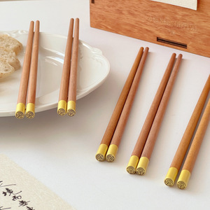 Baguettes Yuanjin en bois de cerisier rouge, en bois massif naturel, antidérapantes, résistantes aux hautes températures, baguettes de service - Product Image 1
