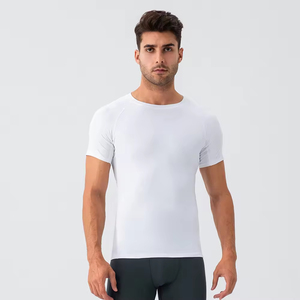 Camiseta deportiva de manga corta para hombre, ajustada, color nude, ligera, para entrenamiento físico, transpirable, de secado rápido, para correr. - Product Image 6