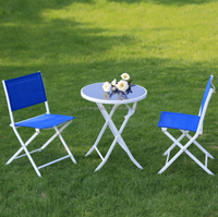 Ensemble de 3 pièces de chaises et table de bistrot pliantes en métal tressé avec tissu, pour jardin extérieur, prix usine Chine