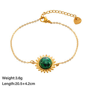 Hot 18K Plaqué Or Rétro Mode Ronde Turquoise Soleil Pendentif Bracelet <span class=keywords><strong>Bijoux</strong></span> pour Femmes - Product Image 4