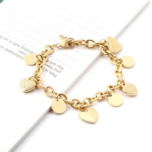 กำไลข้อมือทองคำ 18K ขายส่ง รูปหัวใจและทรงกลม สำหรับสุภาพสตรี - Product Image 6