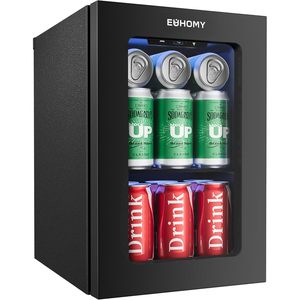 EUHOMY 18L Beverage Refrigerator Cooler 24 Cans <b>Mini</b> Fridge Quiet <b>Compressor</b> Countertop Small Fridge Insulated Glass Door - Product Image 1