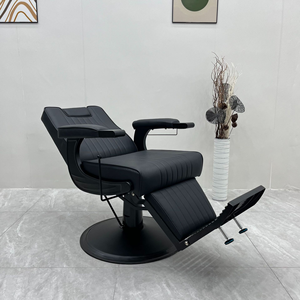 Chaise de barbier professionnelle rétro robuste entièrement noire, chaise de salon de coiffure de luxe, prix de gros pour salon de coiffure, chaise de coiffure - Product Image 4