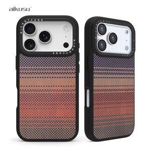 Étui de téléphone personnalisé Aikusu en fibre d'aramide Kevlar marron pour iPhone 13 14 15 16 17 Pro Max - Product Image 1