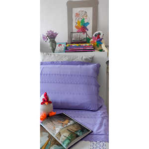 Liberty Embroidered San Gallo Lace <b>Single</b> Cotton <b>Sheet</b> in Wisteria Color <b>Bedding</b> Set Accessory - Product Image 2