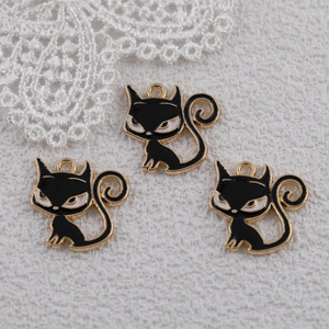 Dijes de aleación de zinc con diseño de gato de dibujos animados en rosa, azul, negro y blanco, accesorios de joyería DIY para pulseras, collares y llaveros - Product Image 4