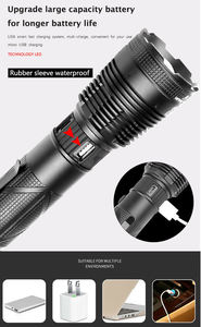 Puissant XHP90 Zoomable lampe <span class=keywords><strong>de</strong></span> poche 26650 batterie Rechargeable USB tactique vie marteau autre Camping Focus LED torche lumière - Product Image 5