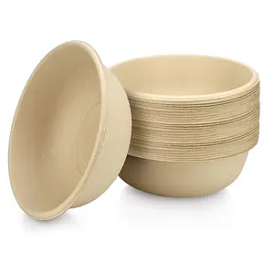 32oz Disposable Bagasse Bowl 100% Biodegradable Compostable Microwave Freezer Safe Sugarcane Bowl