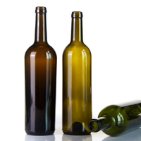 Ventes en gros de bouteilles de vin de Bordeaux vides de 750 ml, transparentes et vertes, avec bouchon en liège