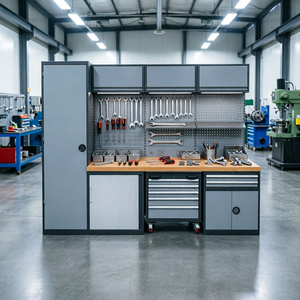 Système de rangement d'outils pour garage, établi professionnel, armoires à outils métalliques pour mécaniciens, taille personnalisée, poste de travail multifonctionnel pour atelier - Product Image 2