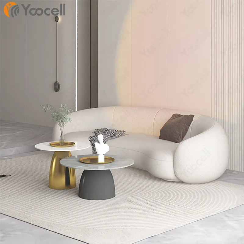 Yoocell Sofa Kantor Desain Mewah, Kain Boucle Ruang Tamu Set Mebel Sofa untuk Area Menunggu