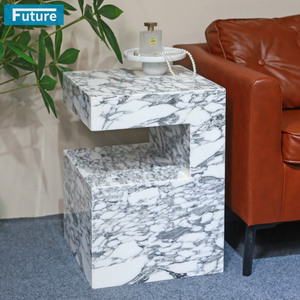 Customize 100% Natural Arabescato <strong>White</strong> Marble Stone Sofa <strong>Side</strong> End <strong>Table</strong> for Apartment Villa Mansion Hotel Living Room Bed Rooom - Product Image 2