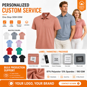 Polo personnalisé avec logo, 87% polyester, 13% élasthanne, séchage rapide, 190 GSM, extensible dans les 4 sens, unisexe, pour le golf, uniforme de travail, vente en gros - Product Image 5