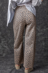 Dear-Lover Ofrece Servicio Sin <span class=keywords><strong>Cargos</strong></span> de Importación, Jeans Casuales de Mezclilla para Mujer, Color Caqui, Estampado de Leopardo, Cintura con Cordón, Bolsillos, Pierna Ancha - Product Image 3