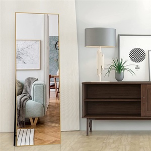 Espejo de pie de cuerpo entero grande con marco de metal dorado, tamaño personalizado, para pared, venta al por mayor - Product Image 1