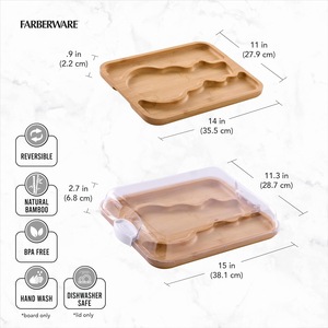 Planche à découper en bambou avec compartiments pour collations, pain et pâtisseries, plateau alimentaire en bois multi-usages, plateau de table - Product Image 5