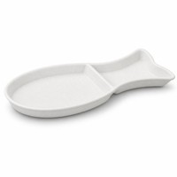 Assiette en mélamine en forme de poisson à 2 compartiments, plateau de service alimentaire