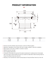 Diffuseurs de sol en aluminium et acier, diffuseur d'air tourbillonnant réglable pour faux-plancher, systèmes CVC à volume d'air variable/constant
