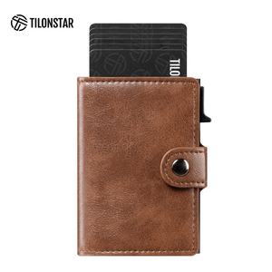 TILONSTAR TC127 ミニマリストカードオーガナイザー 二つ折りアルミ製カードケース ワンタッチポップアップウォレット PUレザー RFIDカードホルダー - Product Image 2
