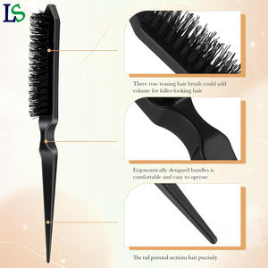 Usine personnalisée <span class=keywords><strong>coiffeur</strong></span> <span class=keywords><strong>coiffeur</strong></span> trois rangées de peignes brosse à cheveux bouclés pour femmes hommes salon de barbier - Product Image 2