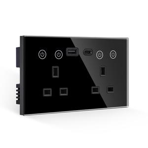 Enchufe doble de pared personalizado estándar del Reino Unido al por mayor, enchufe doble de 13A y temporizador de programación tipo C, configuración de cristal, enchufes táctiles Wifi inteligentes, tipo C - Product Image 3