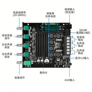 ZK-TB21 <span class=keywords><strong>2</strong></span>.1 kênh cao và thấp Pitch loa siêu trầm BT khuếch đại kỹ thuật số module với trung lập không có logo LCD module - Product Image 2