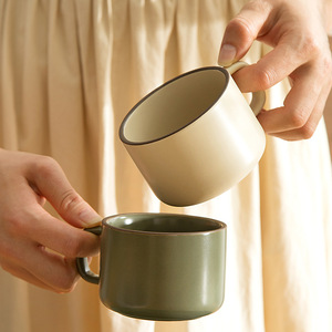 Tasse à café en céramique rétro japonaise de haute qualité, avec anse, pour latte et eau, modèle tendance, avec soucoupe et motif floral - Product Image 2