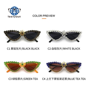Teenyoun – <span class=keywords><strong>lunettes</strong></span> <span class=keywords><strong>de</strong></span> <span class=keywords><strong>soleil</strong></span> œil <span class=keywords><strong>de</strong></span> chat pour femmes, vente en gros, strass, bon marché, vente en gros - Product Image 6