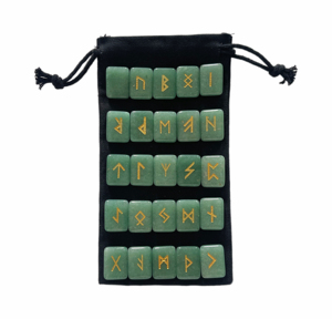Ensemble de runes en jade de haute qualité, ensemble de runes en aventurine verte naturelle pour la guérison par les cristaux - Product Image 1
