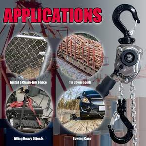 Мини-лебедка 1/2 тонн 0,5 тонн, цепная таль, 20 футов, Алюминиевый сплав, мини-съемник, цепь G80 с предохранительным крюком - Product Image 3