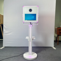 Photomaton en métal avec écran tactile de 15,6 pouces, angle de prise de vue réglable, éclairage LED, support d'imprimante, pour mariages, fêtes, bars, événements