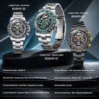 Reloj Mecánico Automático para Hombre Bonest Gatti, 40MM, Caja de Fibra de Carbono, Correa de Acero, Bisel con Tacómetro, Esfera Esqueletizada Luminosa, BG8019